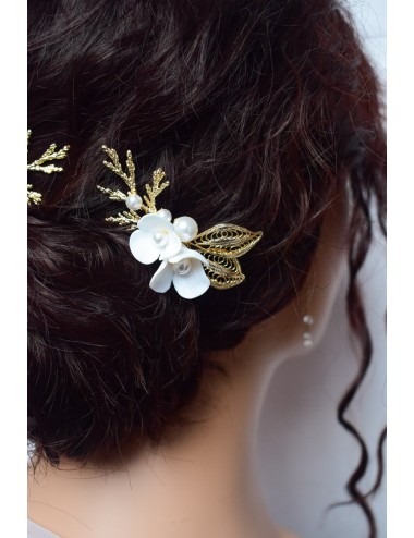 Lot de 2 pics à cheveux Boheme chic avec perles et fleurs