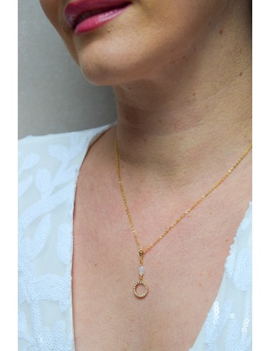 Collier de mariée avec cercle d'or strassé minimaliste