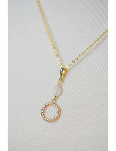 Collier de mariée avec cercle d'or strassé minimaliste