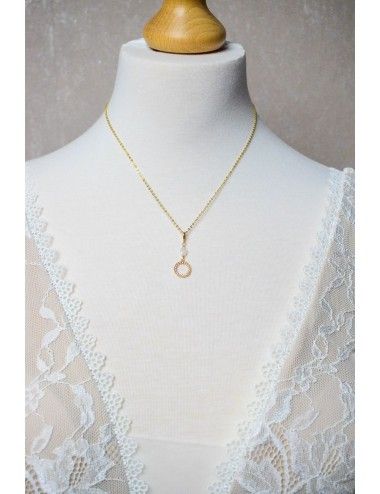 Collier de mariée avec cercle d'or strassé minimaliste