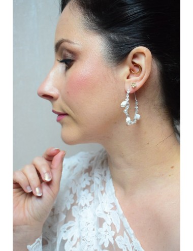 Boucles d'oreilles pour la mariée modèle Maëlle, de forme créoles.