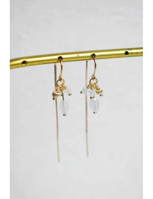 Boucles d'oreilles pour la mariée, toute en transparence.