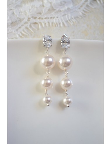 Boucles d'oreilles Chandelier pour la mariée avec cascade de perles