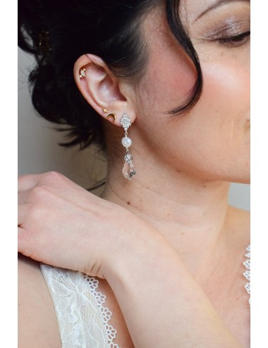 Boucles d'oreilles de mariage Olivia romantiques avec cristal