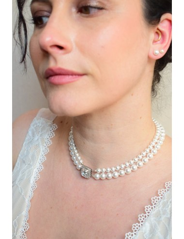 Collier de mariage Egérie, goutte en cristal facetté sur fine chaine.